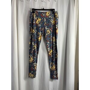 LuLaRoe Tall and Curvy Leggings Blue Floral Print Stretch‎ TV